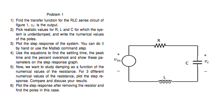 Solved Find the transfer function for the RLC series circuit | Chegg.com