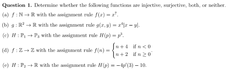 Solved Question 1. Determine Whether The Following Functions | Chegg.com