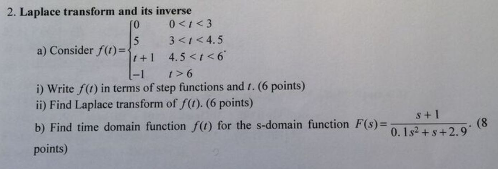 Solved 2. Laplace transform and its inverse r0 5 0