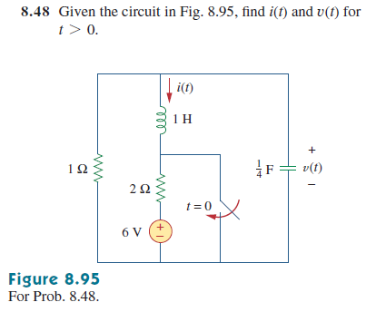 Solved 8.48 Given the circuit in Fig. 8.95, find i(f) and | Chegg.com