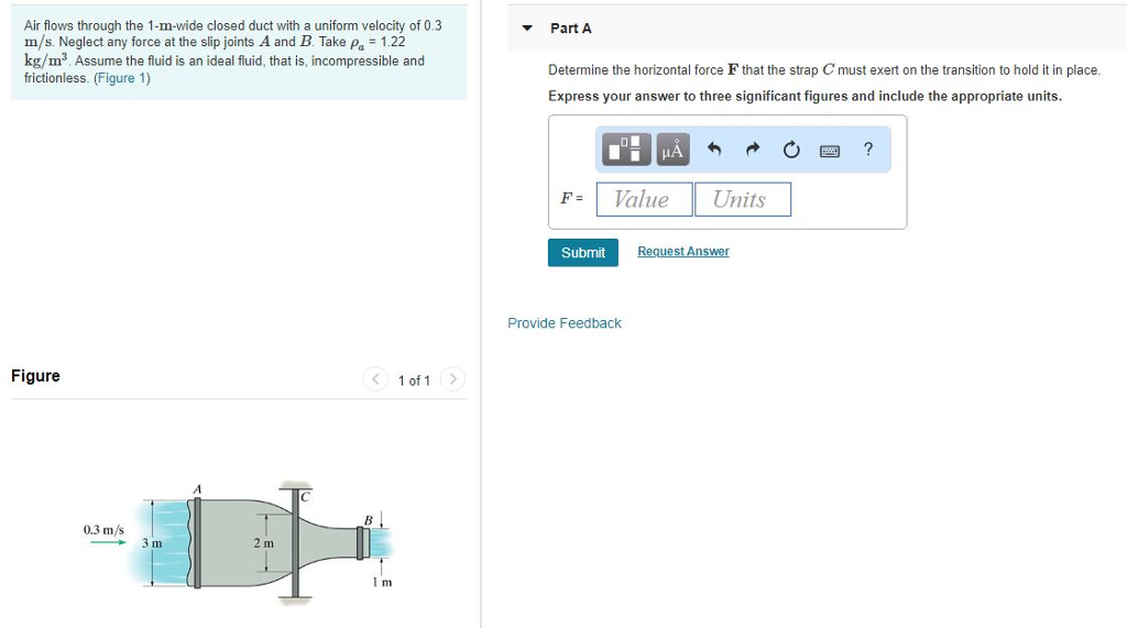 Solved Air flows through the 1-m-wide closed duct with a | Chegg.com