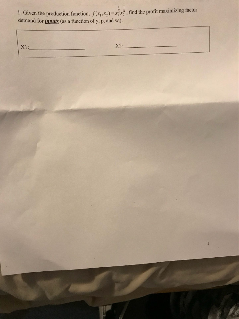 Solved 1. )-xi , find the profit maximizing factor , Given | Chegg.com