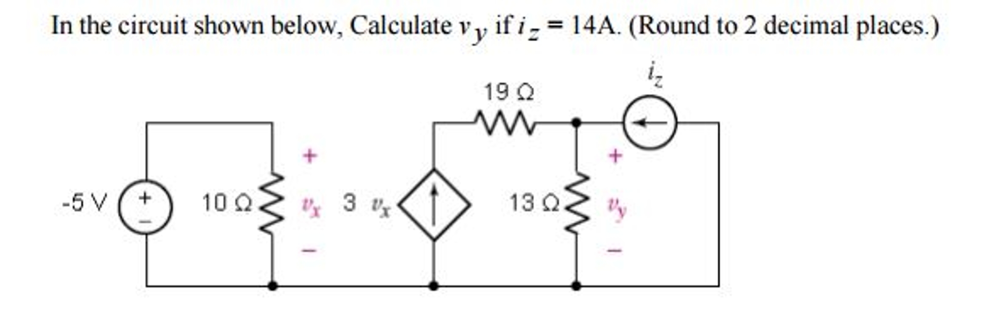 Solved In the circuit shown below. Calculate v_y if i_z = | Chegg.com