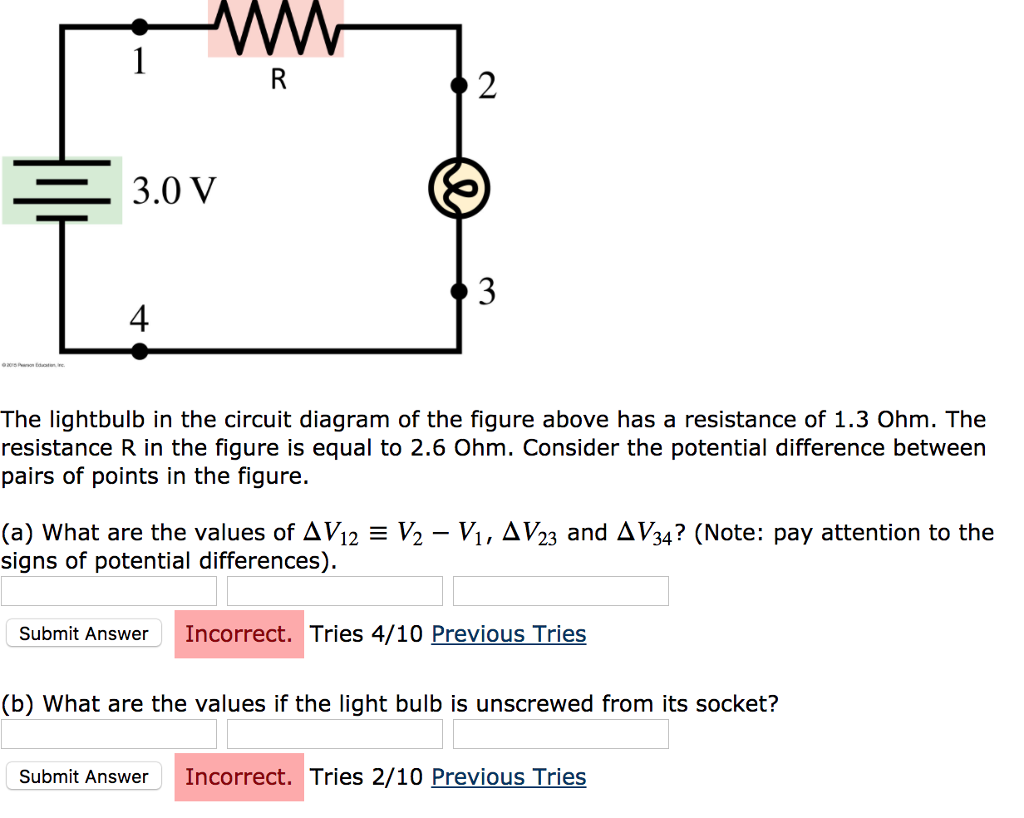 Solved 2 3.0 V 4 The lightbulb in the circuit diagram of the