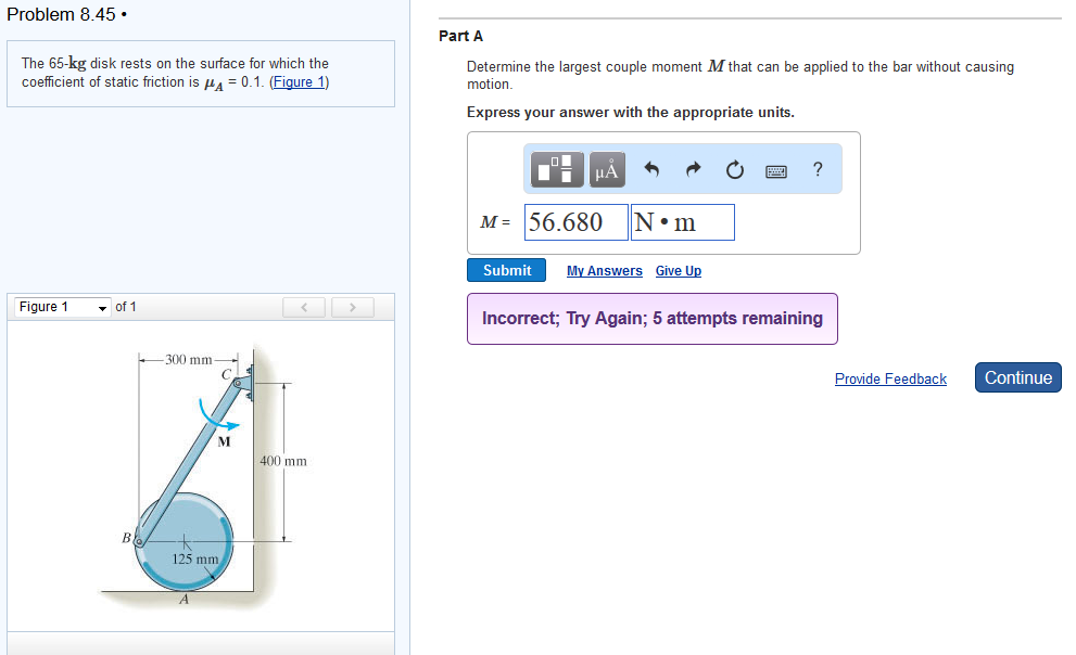 Solved The 65-kg disk rests on the surface for which the | Chegg.com