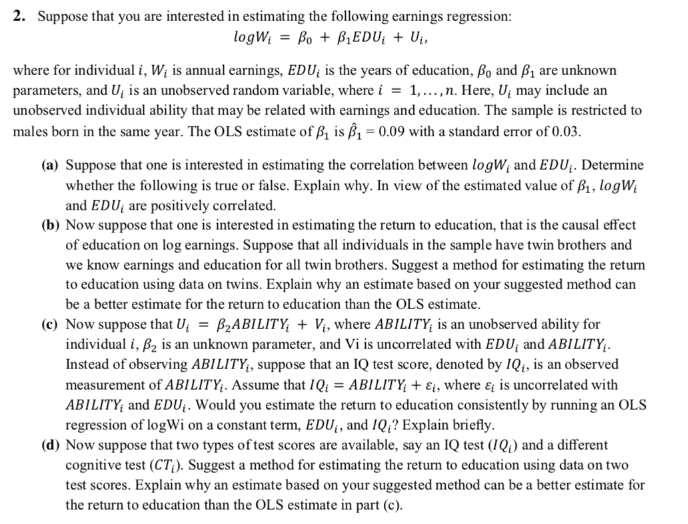 2. Suppose that you are interested in estimating the | Chegg.com