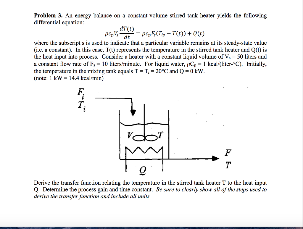 Solved Problem 3. An energy balance on a constantvolume