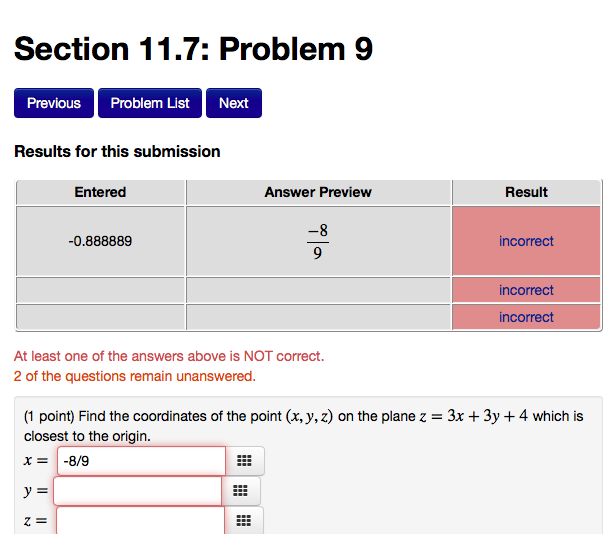 Solved Section 11.7: Problem 9 Previous Problem List Next | Chegg.com