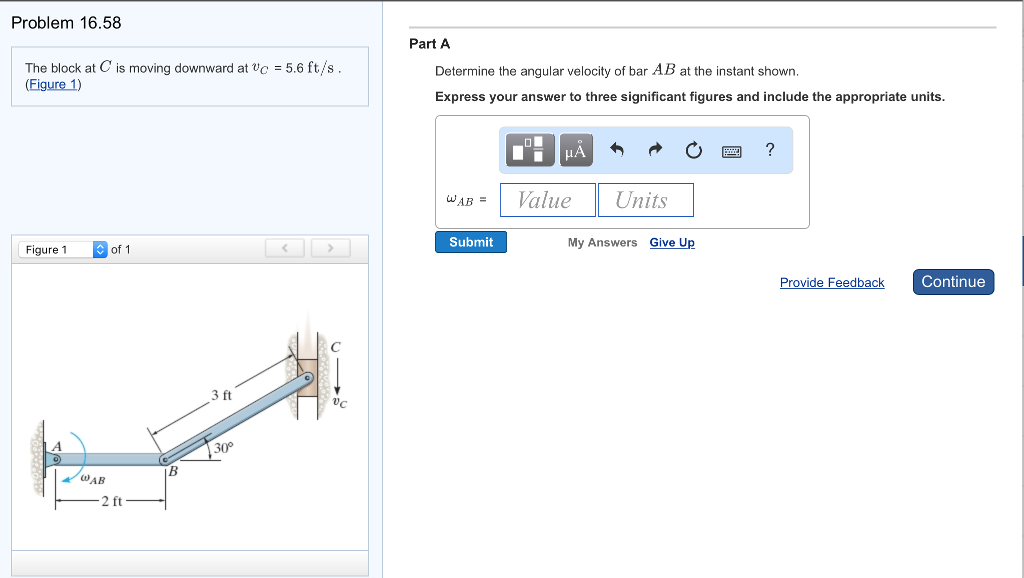 Solved The block at C is moving downward at v_c = 5.6 ft/s. | Chegg.com