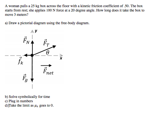 Solved A woman pulls a 25 kg box across the floor with a | Chegg.com