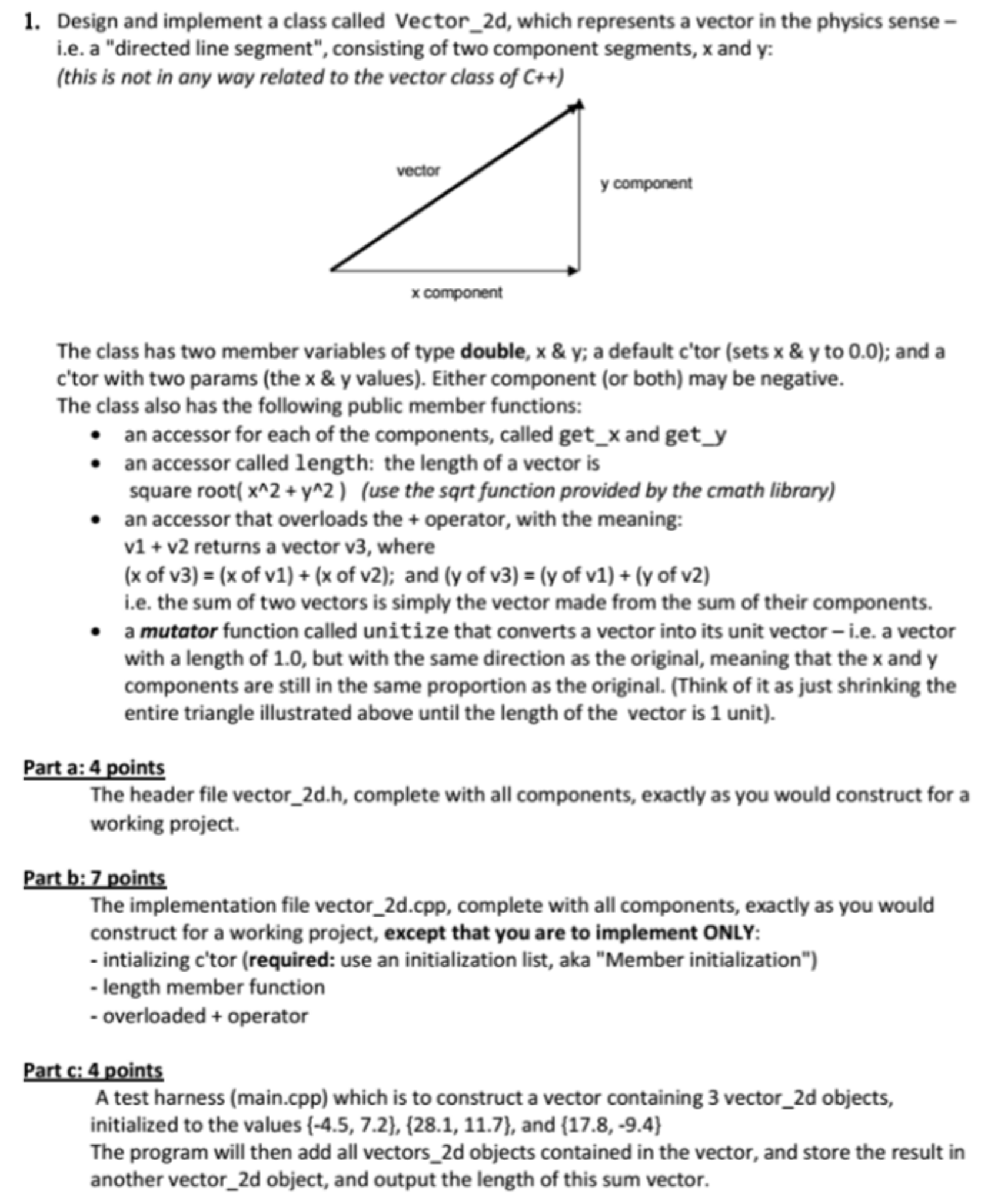 Design and implement a class called Vector_2d, which | Chegg.com