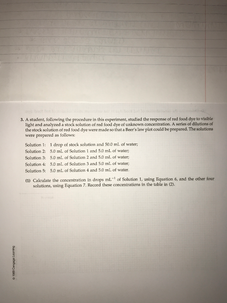 Solved 3. A student, following the procedure in this | Chegg.com