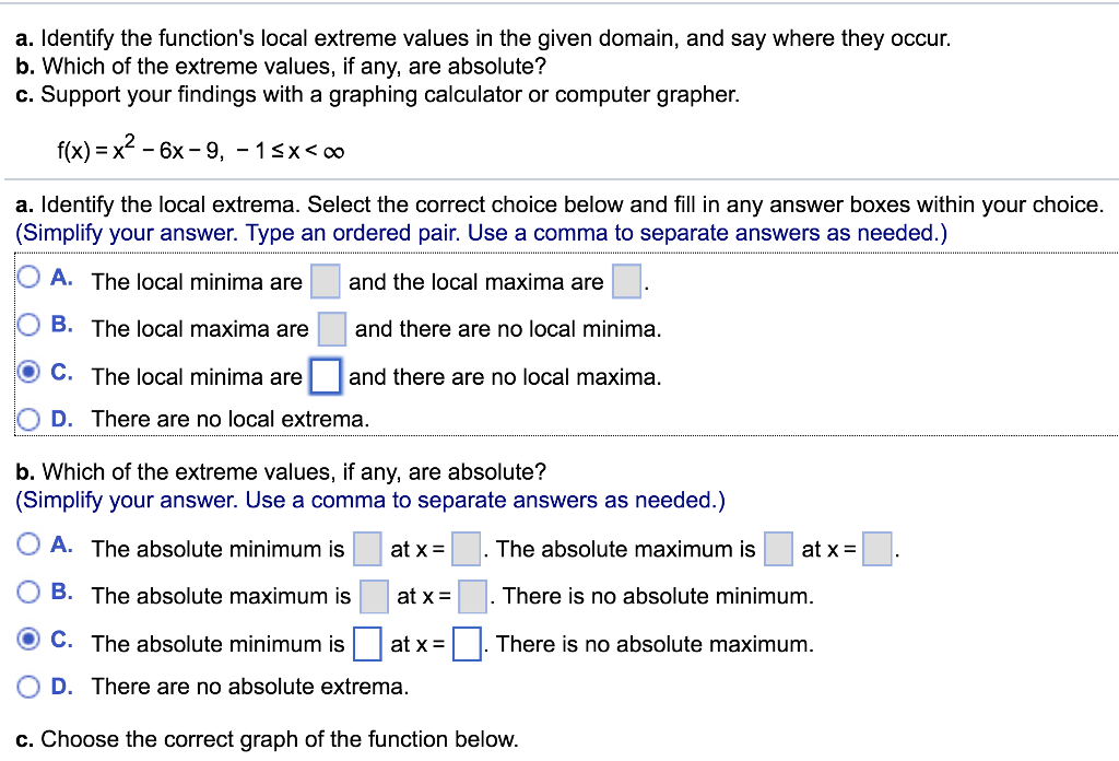 Solved a. Identify the function's local extreme values in | Chegg.com