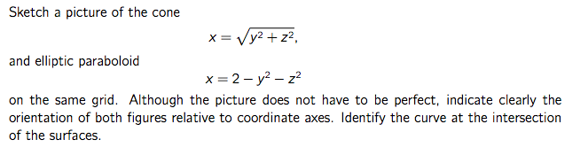 Solved Sketch a picture of the cone x = root y^2 + z^2, and | Chegg.com