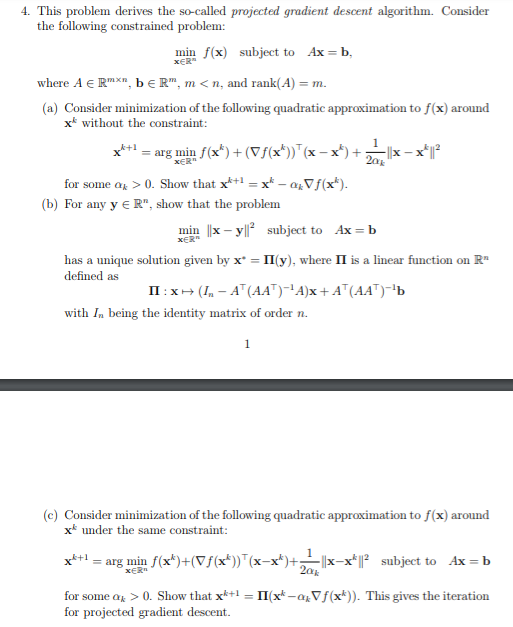 Solved 4. This problem derives the so-called projected | Chegg.com