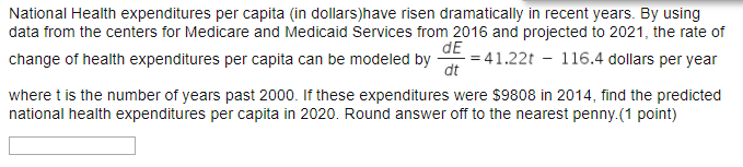 Solved National Health expenditures per capita (in | Chegg.com