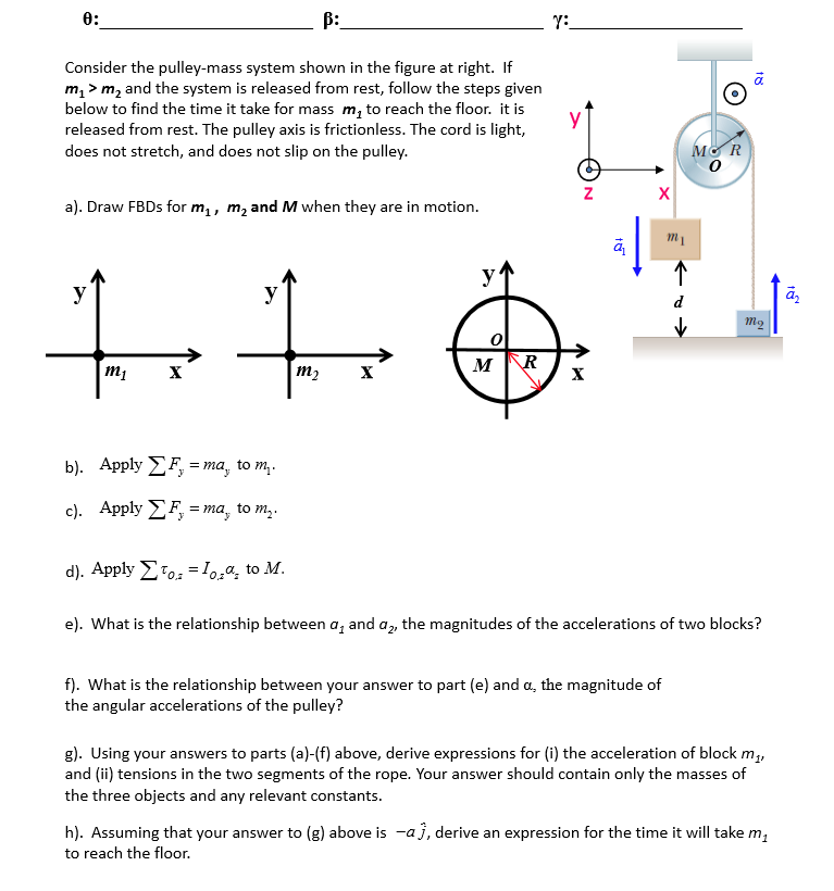 Solved Consider the pulleymass system shown in the figure