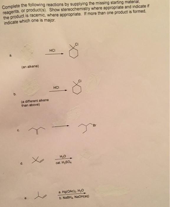 Solved Complete The Following Reactions By Supplying The | Chegg.com