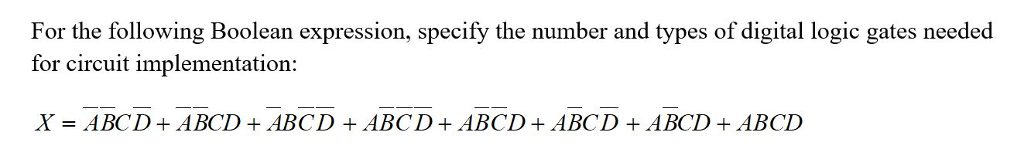 Solved For the following Boolean expression, specify the | Chegg.com