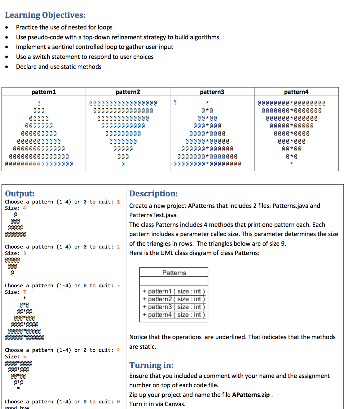 Solved Learning Objectives: . Practice the use of nested for | Chegg.com