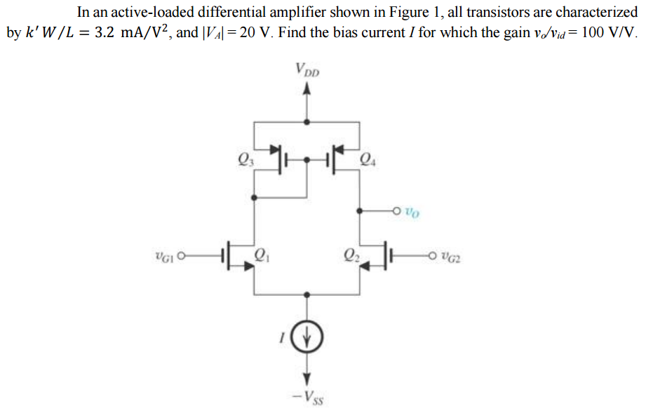 In an activeloaded differential amplifier shown in