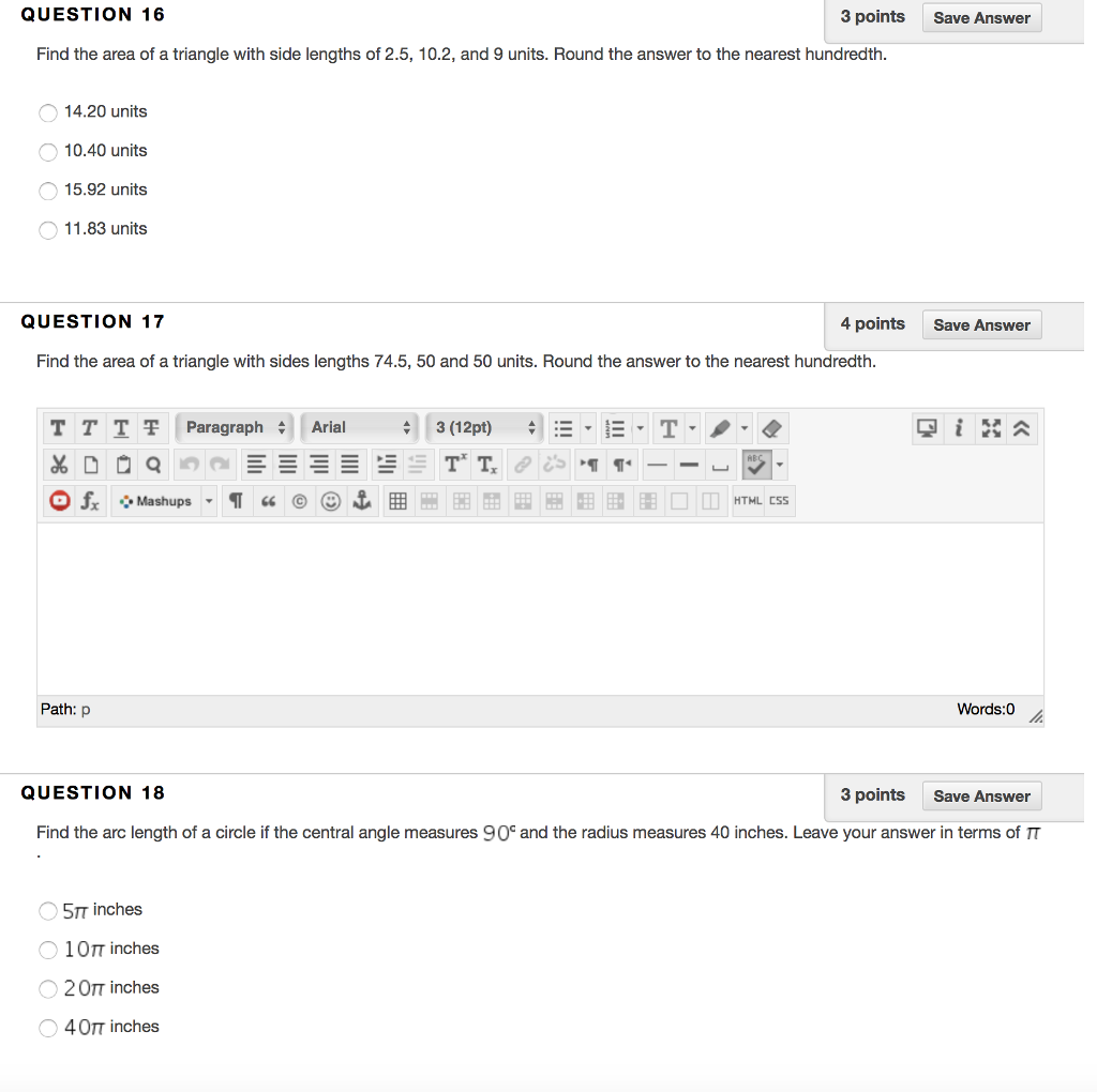 Solved QUESTION 1 3 Points S Saved Given ?ABC With A = 19, | Chegg.com