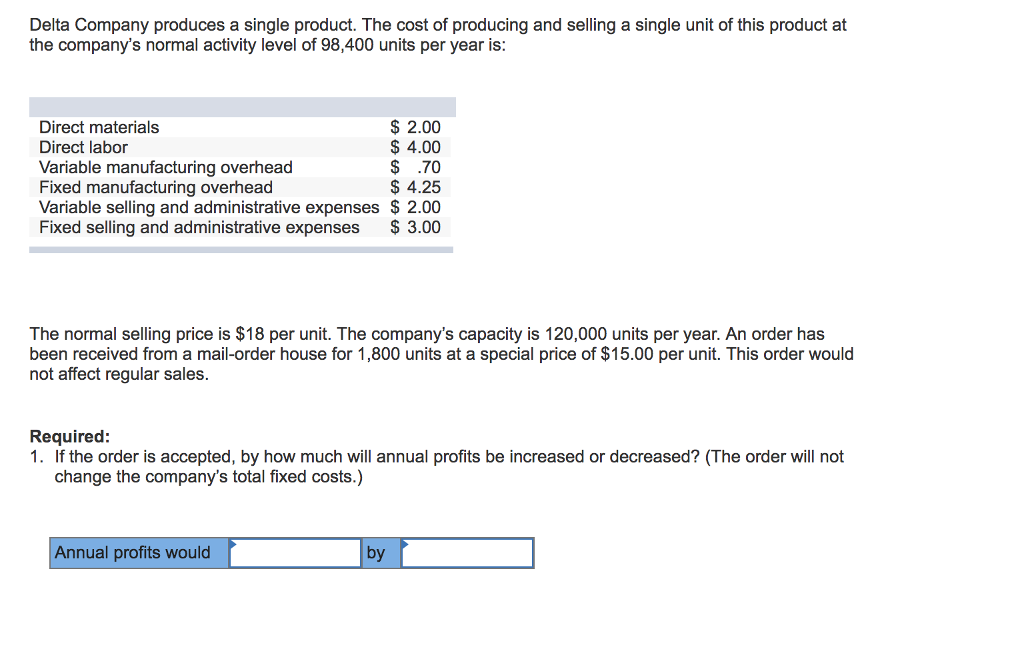 Solved Delta Company Produces A Single Product. The Cost Of | Chegg.com