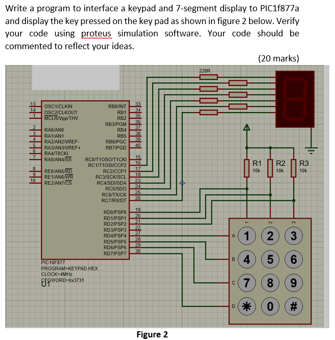 Write an assembly language to interface a keypad and