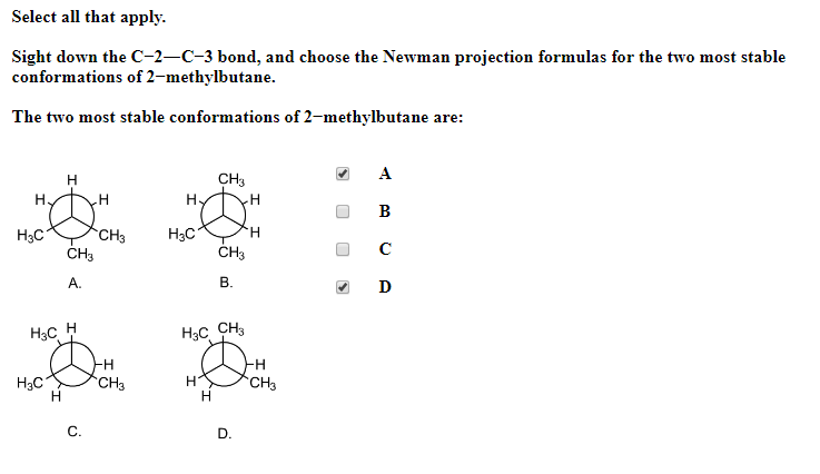 Solved Select All That Apply Sight Down The C-2-C-3 Bond, | Chegg.com