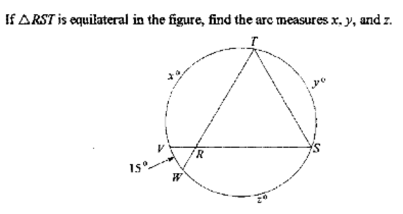 Solved If triangle RST is equilateral in the figure, find | Chegg.com