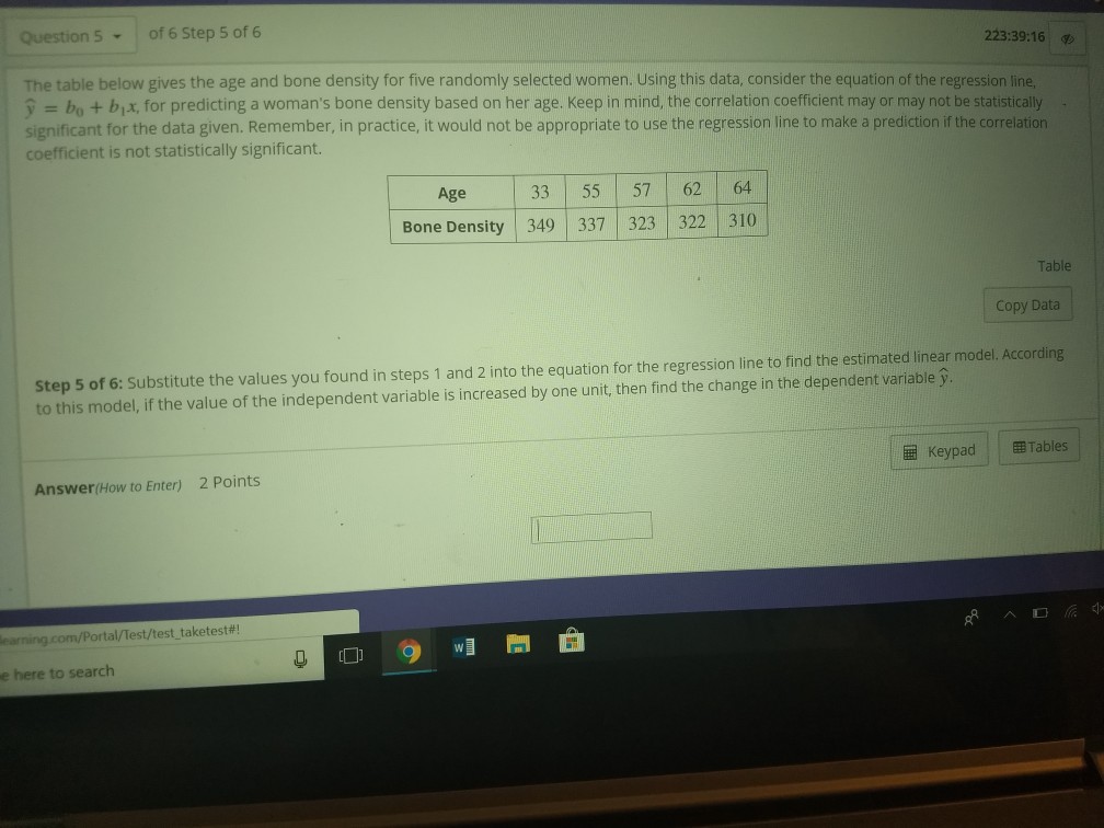 Solved Question S of 6 Step 1 of 6 223:40:44 The table below | Chegg.com