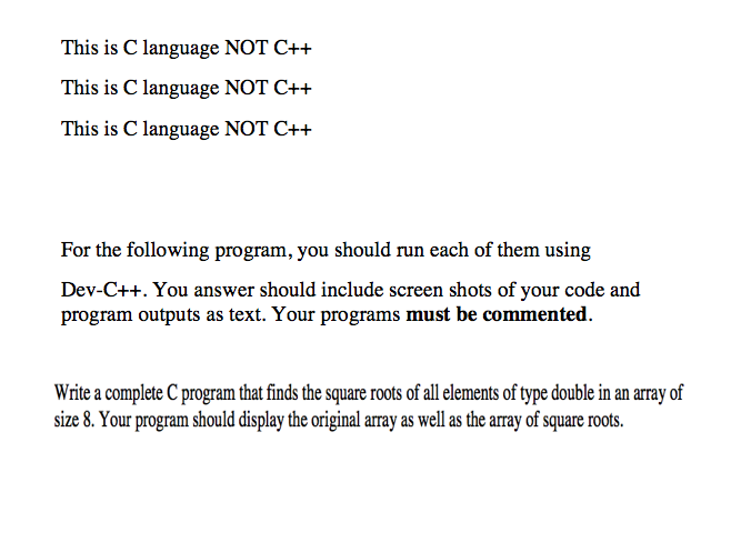 Solved This is C language NOT C++ This is C language NOT | Chegg.com