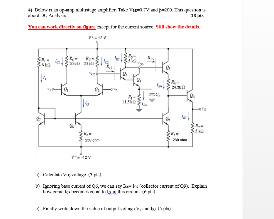 Solved 4 Below Is An Op amp Multistage Amplifier Take Chegg