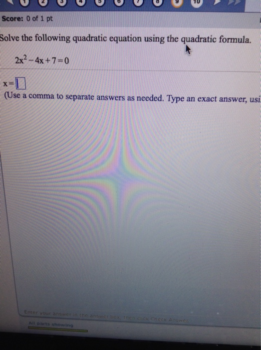 Solved Solve the following quadratic equation using the | Chegg.com