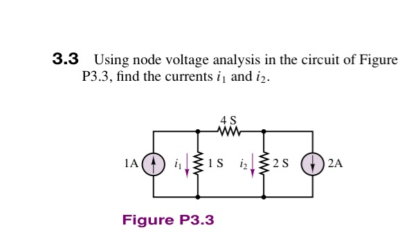 Solved 3.3 Using node voltage analysis in the circuit of | Chegg.com