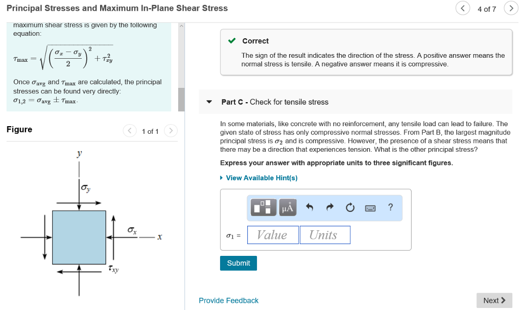 Solved Principal Stresses And Maximum In Plane Shear Stress 6571