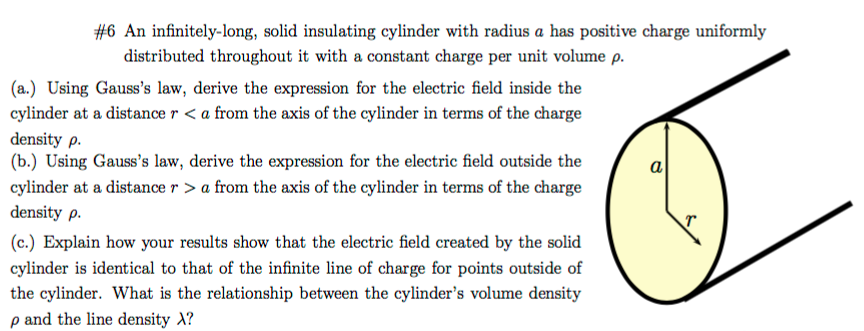 Solved An Infinitely-long, Solid Insulating Cylinder With | Chegg.com