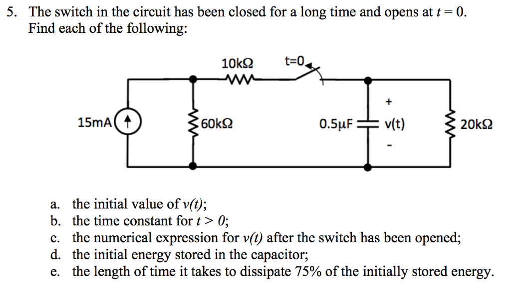 Solved The switch in the circuit has been closed for a long | Chegg.com