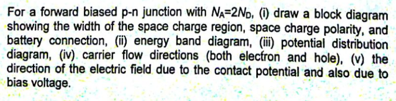Solved For A Forward Biased P N Junction With Na 2nd I Chegg Solved For A Forward Biased P N Junction With Na 2nd I Chegg