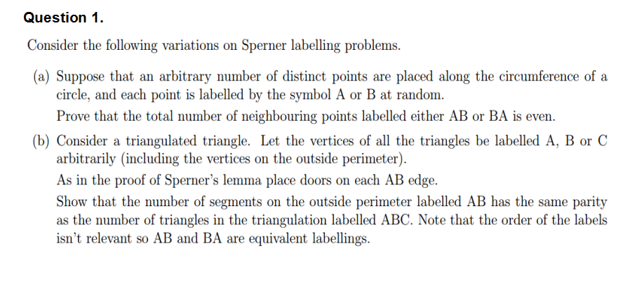 Solved Consider the following variations on Sperner labeling | Chegg.com