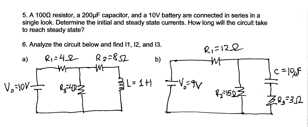 Solved 5. A 100Ω resistor, a 200μF capacitor, and a 10V | Chegg.com