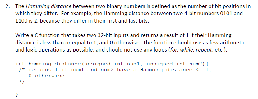 Hamming Distance Between Two Numbers