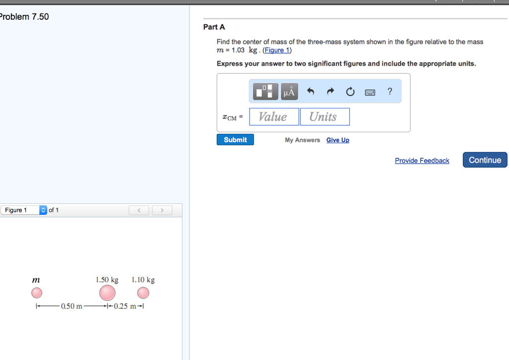 Solved Find The Center Of Mass Of The Three mass System Chegg