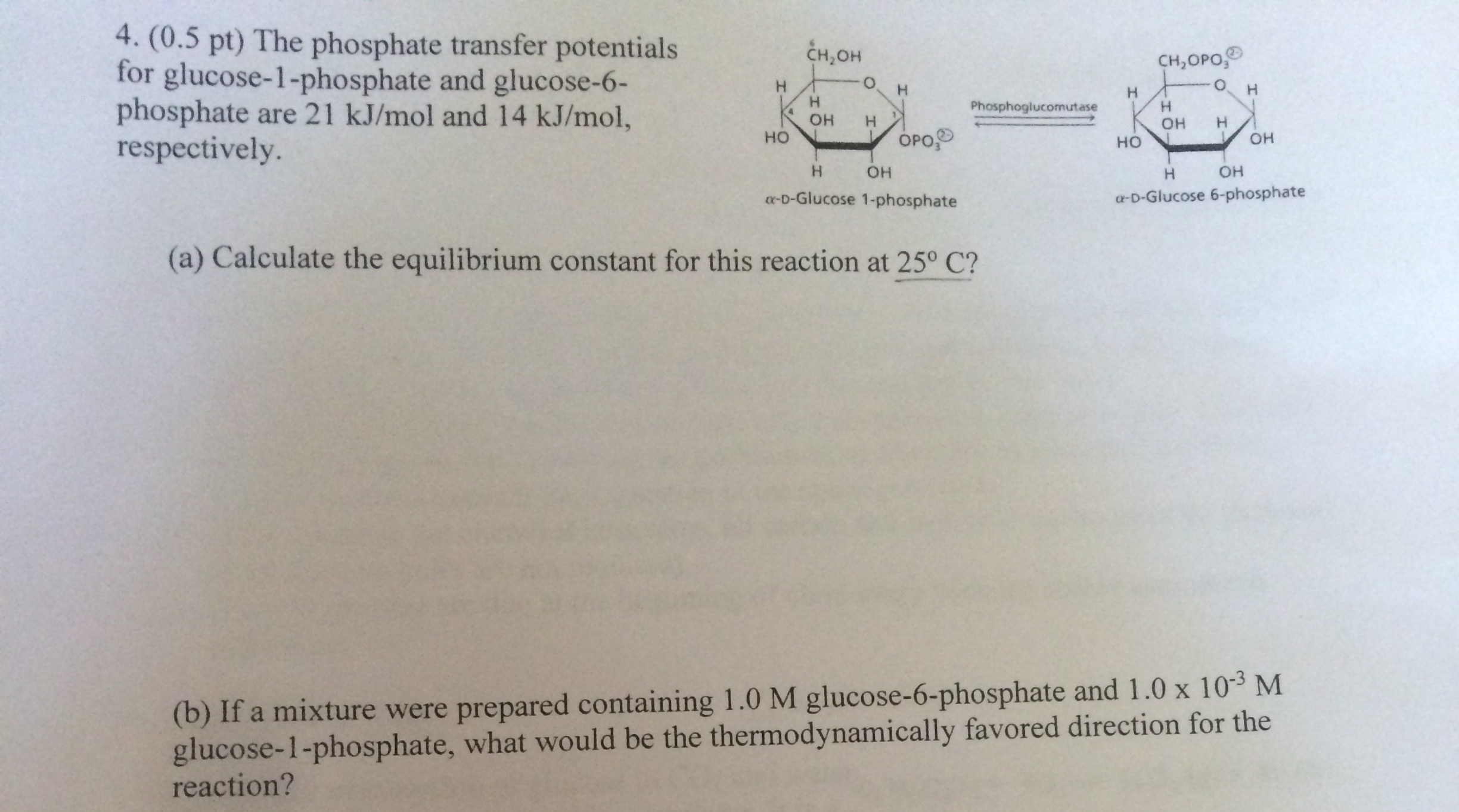 Solved The phosphate transfer potentials for | Chegg.com