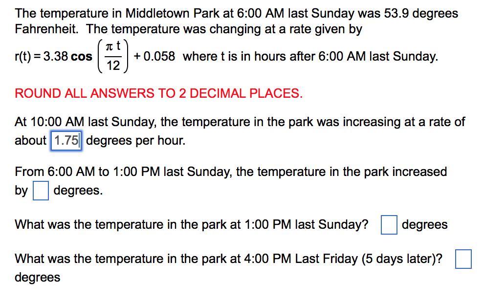 Solved The temperature in Middletown Park at 600 AM last