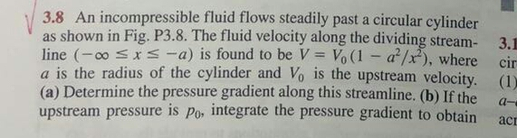 Solved 3.8 An incompressible fluid flows steadily past a | Chegg.com