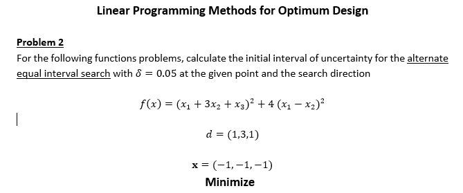 Linear Programming Methods for Optimum Design For | Chegg.com
