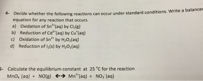 Solved Decide whether the following reactions can occur | Chegg.com