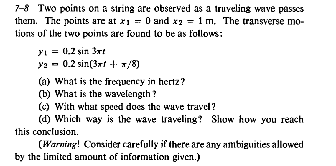 Solved 7-8 Two points on a string are observed as a | Chegg.com