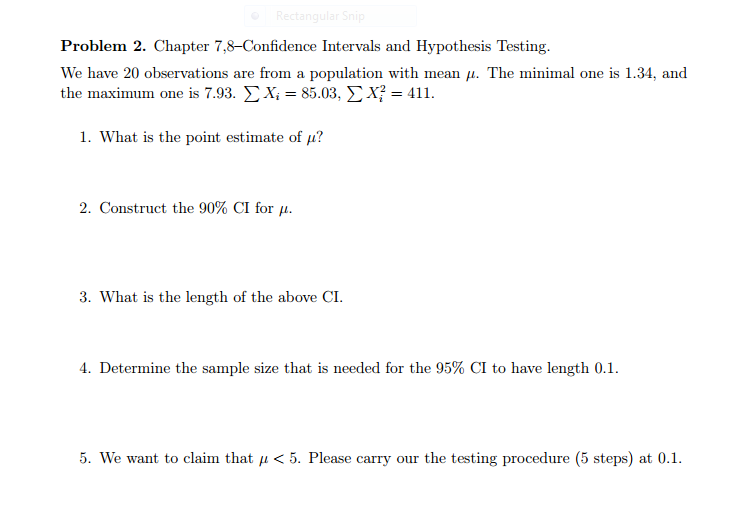 Solved Chapter 7,8-Confidence Intervals And Hypothesis | Chegg.com